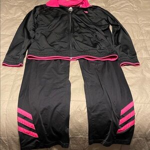 Vintage Black and Pink Adidas Track Suit